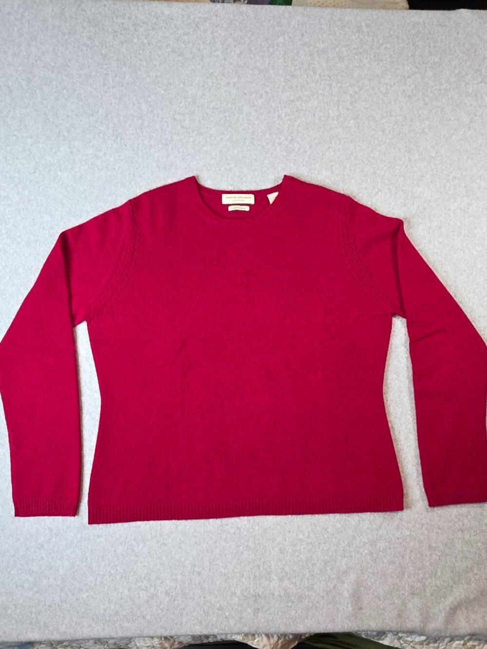 Womens L Cashmere Pullover Wine Red Crew Neck Long Sleeve Valerie Stevens Sep.